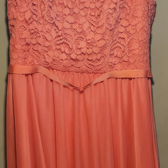 David's Bridal One Shoulder Formal Minidress Sz 10 Guava Lace Top Zip Up Back - Picture 6 of 12